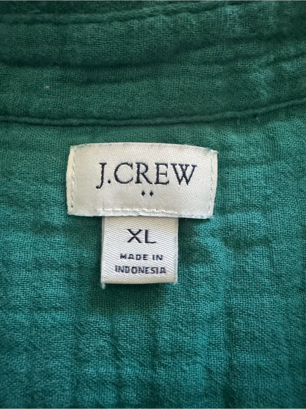 J Crew Dark Green 100% Cotton Gauze Size XL Long Sleeve Button Down Shirt Comfy - Picture 2 of 7